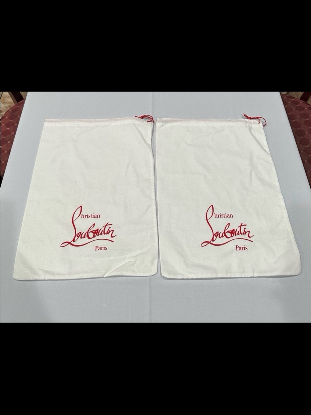 Christian Louboutin large White Shoe Dust Bags bundle of 2